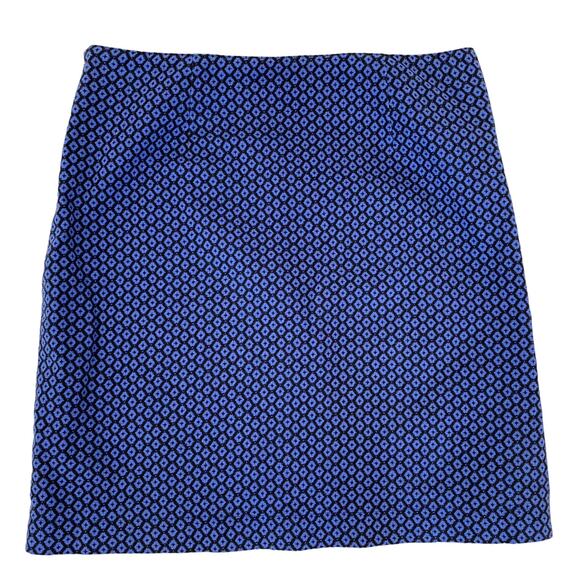 LL BEAN Blue Diamond Print Lined Favorite Fit Pencil Skirt 10 Reg Modest #286359 - Picture 4 of 9